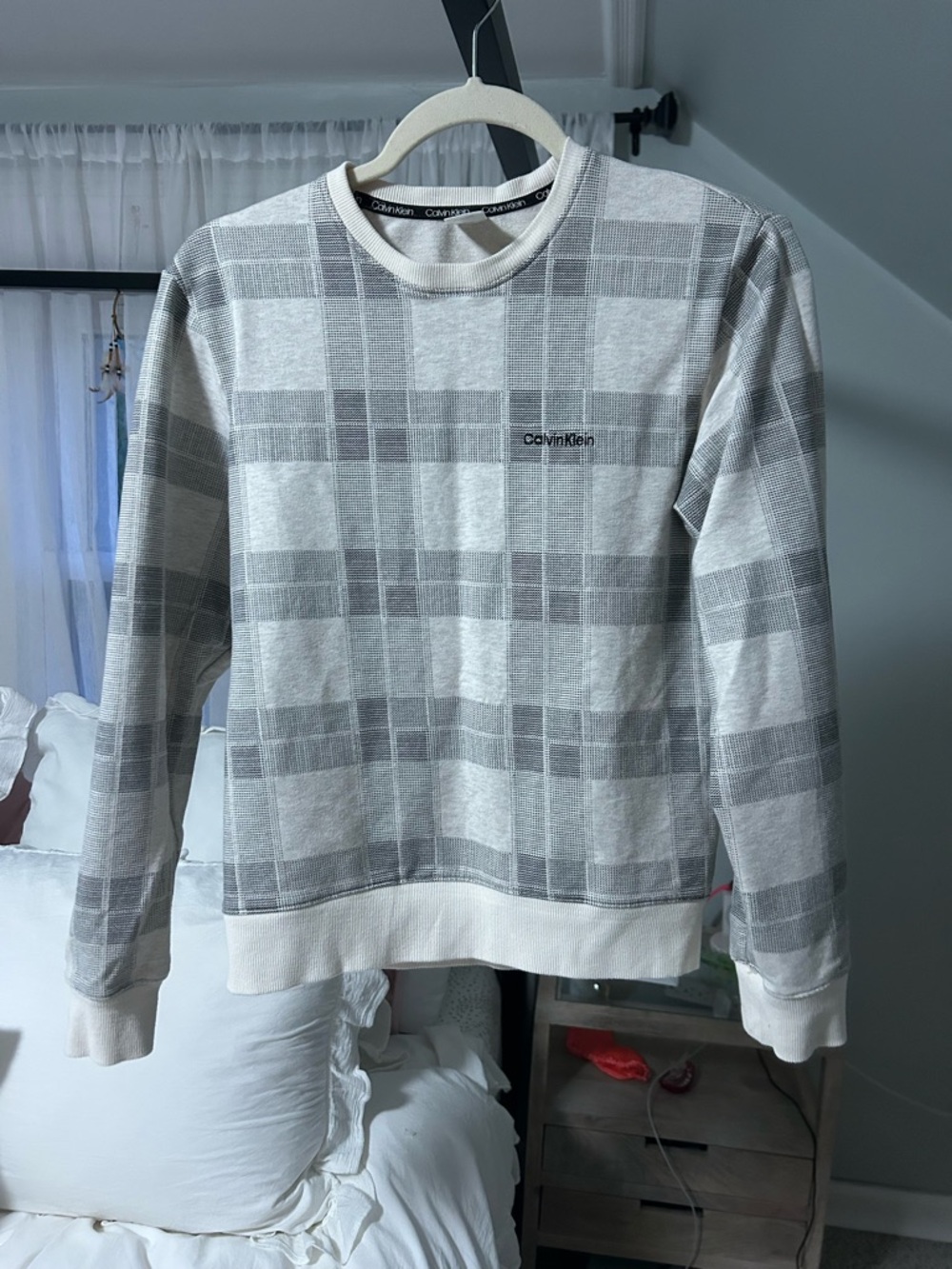 Calvin Klein Gray Plaid Crewneck Sweatshirt
